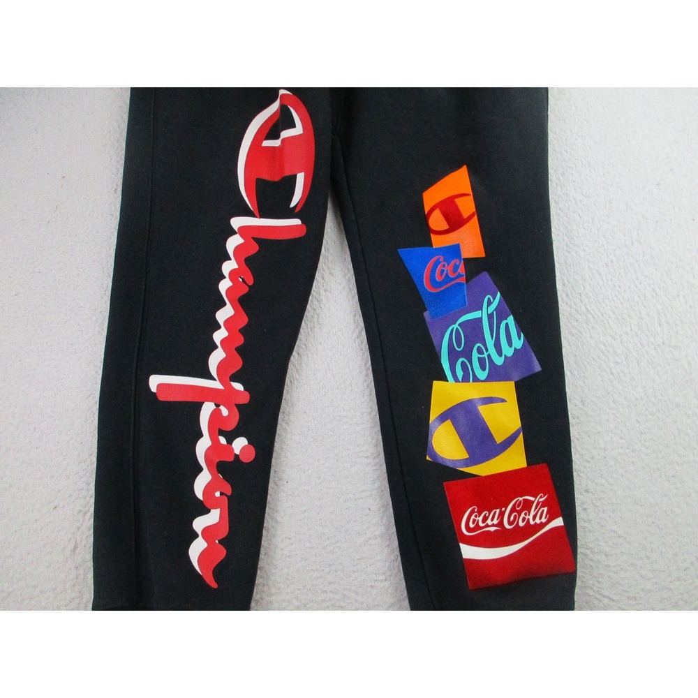 Champion x Coca-Cola Pants Mens Large Black Reverse Weave Sweatpants Collab Logo - Picture 2 of 13